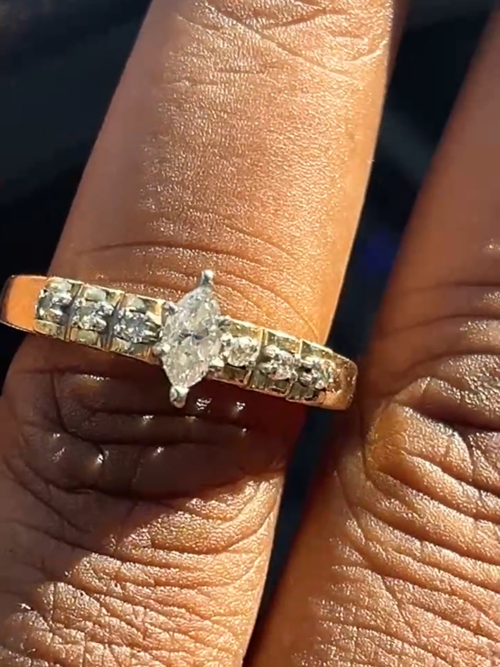 14K Yellow Gold Marquise Cut Natural Diamond Ring – 3.77g Size 7 - Picture 1 of 17